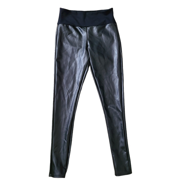 SPANX Assets All Over Faux Leather Leggings 20258R‎ Very Black D28 Women's Small - Picture 2 of 11